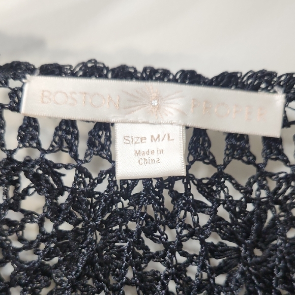 Boston Proper Black Crochet Lace Top M/L - Picture 2 of 8